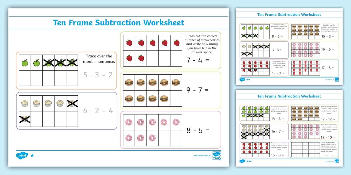 10 Frame Subtraction Worksheet 10 Frame Subtraction Worksheet