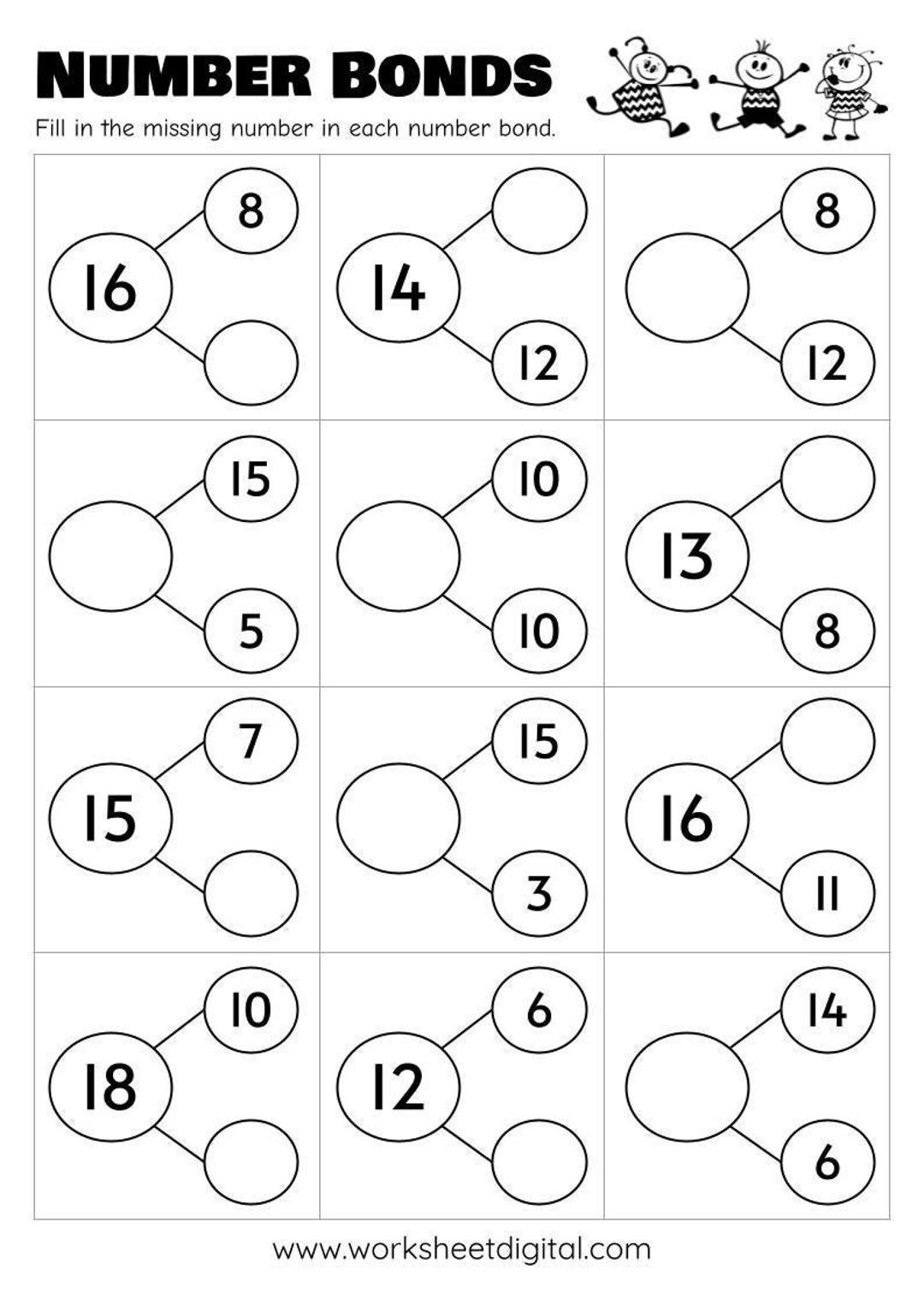 10 Printable Number Bonds Math Worksheets Numbers 1 To 20 Kindergarten First Grade Homeschool Etsy Denmark 10 Printable Number Bonds Math Worksheets Numbers 1 To 20 Kindergarten First Grade Homeschool Etsy Denmark