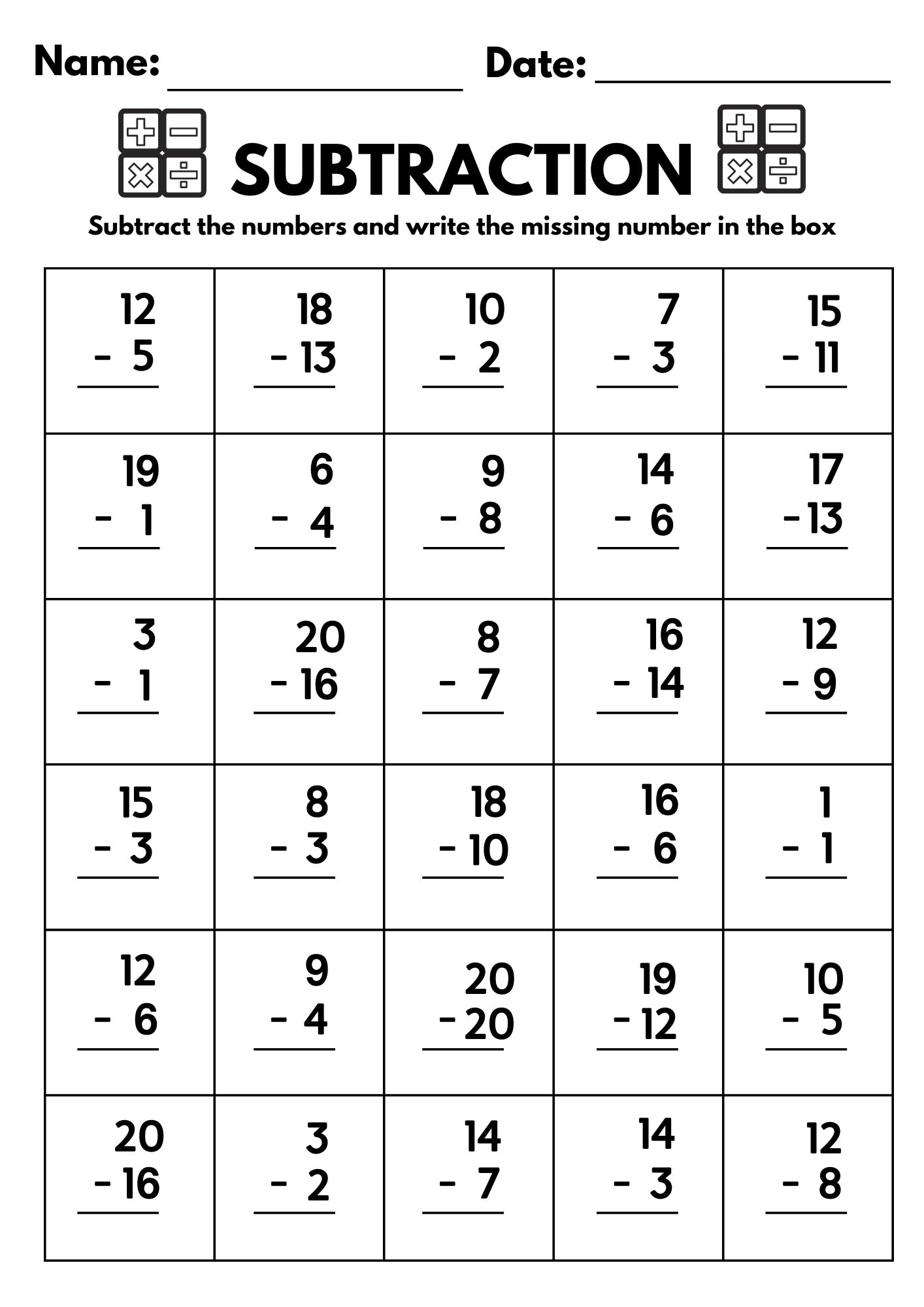 10 Printable Subtraction Fill In The Blanks Worksheets Numbers 1 20 For Kindergarten 1st Grade 2nd Grade Math Subtraction Worksheets Etsy 10 Printable Subtraction Fill In The Blanks Worksheets Numbers 1 20 For Kindergarten 1st Grade 2nd Grade Math Subtraction Worksheets Etsy