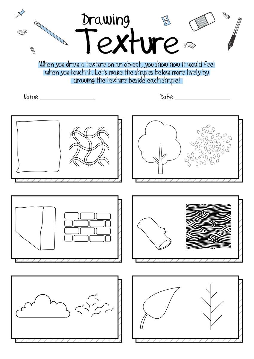 15 Drawing Texture Worksheet Free PDF At Worksheeto