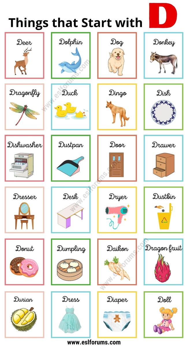 156 Things That Start With D D Objects For Kids ESL Forums 156 Things That Start With D D Objects For Kids ESL Forums