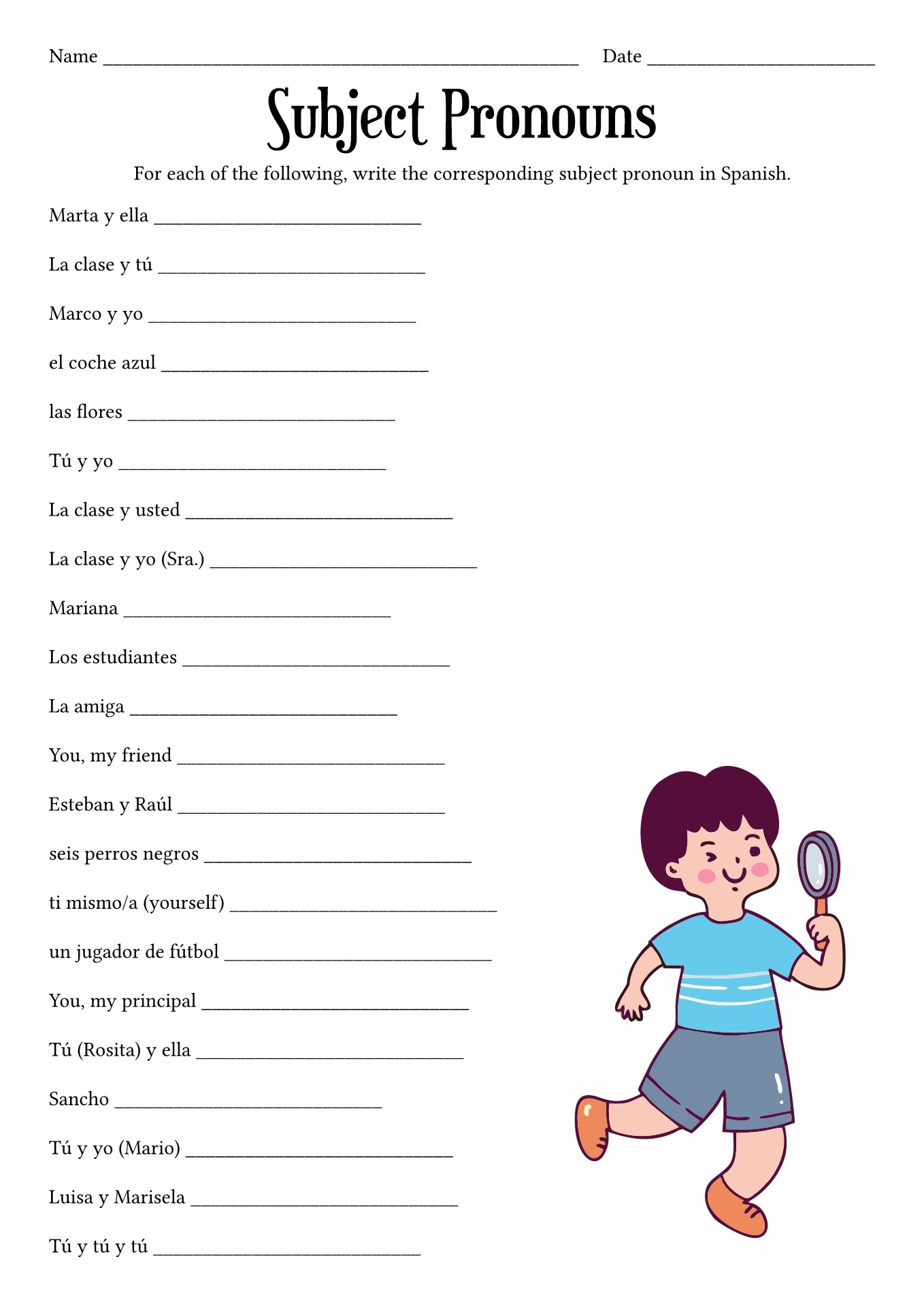 18 A Personal In Spanish Worksheet Free PDF At Worksheeto Spanish Subject Pronouns Worksheets Practice And Learn With Engaging Exercises