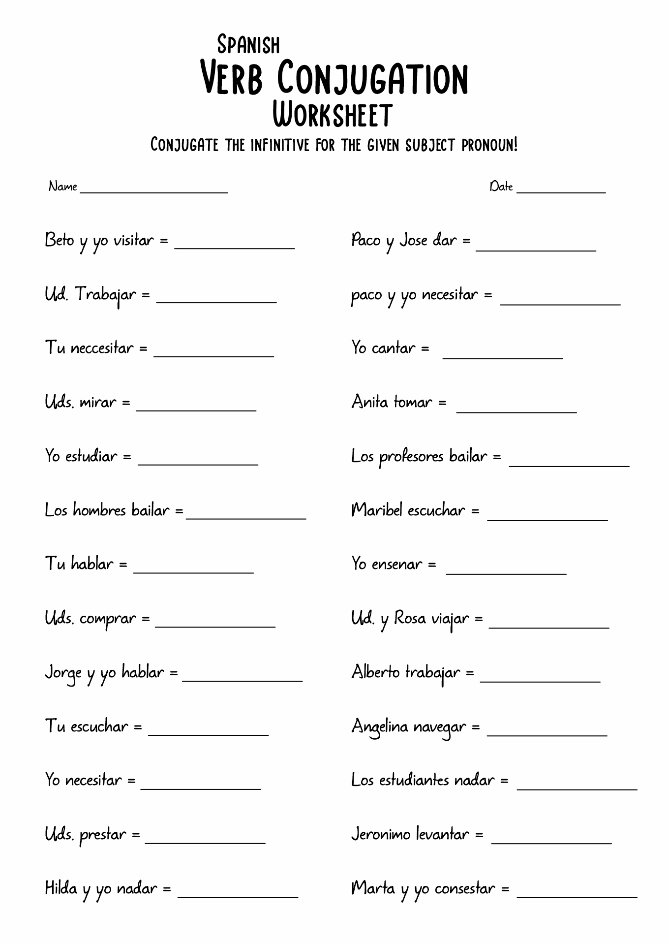 19 Spanish Verb Worksheets Free PDF At Worksheeto 19 Spanish Verb Worksheets Free PDF At Worksheeto