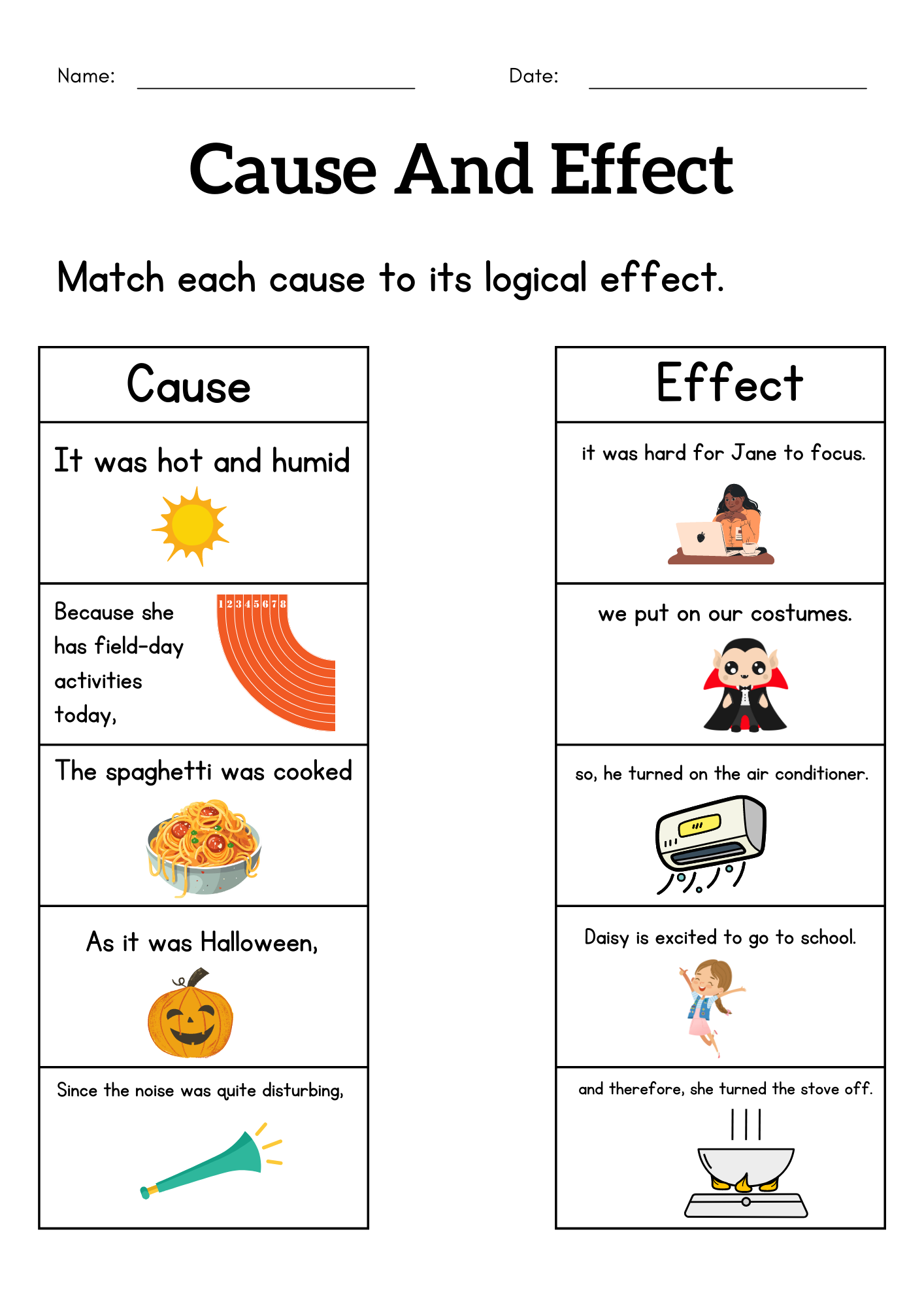 Cause And Effect Worksheet By Teach Simple