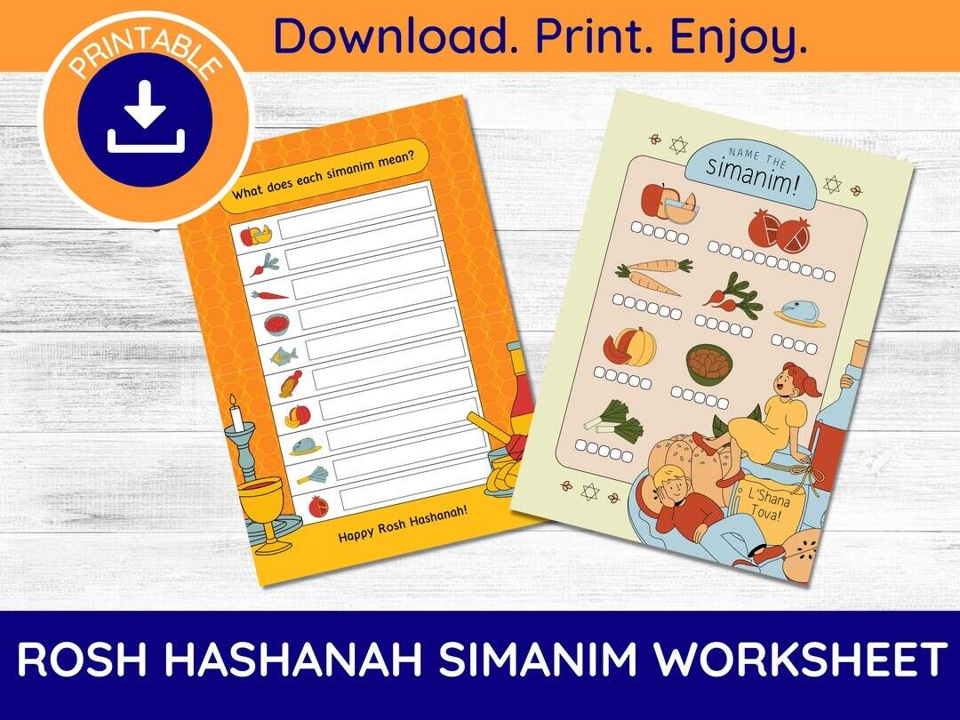 2 Printable Rosh Hashanah Worksheets Rosh Hashanah Blessings Rosh Hashanah Activities Rosh Hashanah Printable Rosh Hashanah Kid Etsy