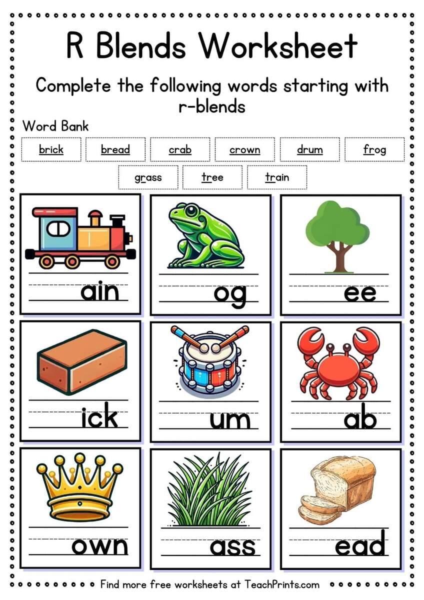 Free L Blend Worksheets Teach Prints