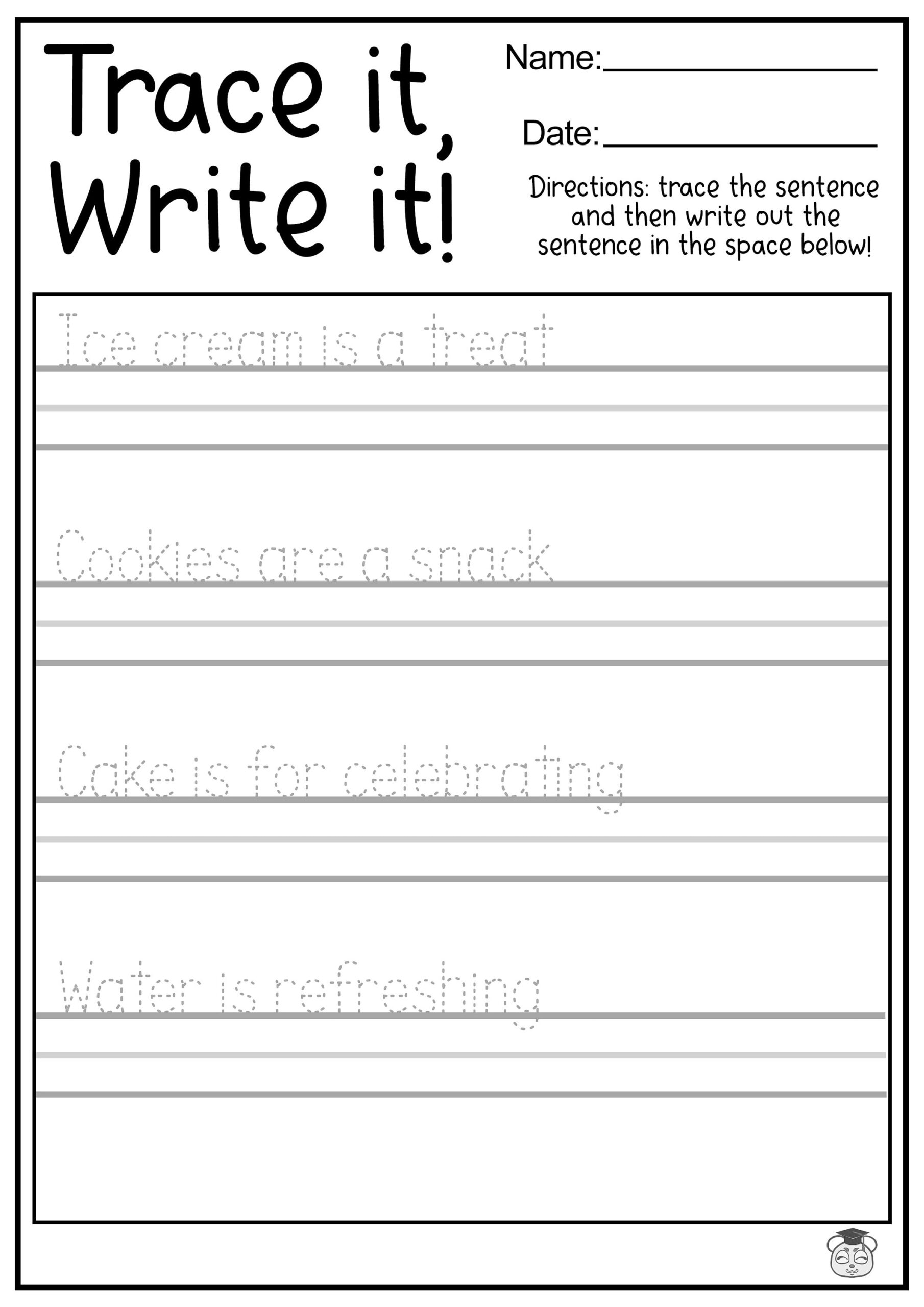 Sentence Writing Practice Worksheets Kindergarten