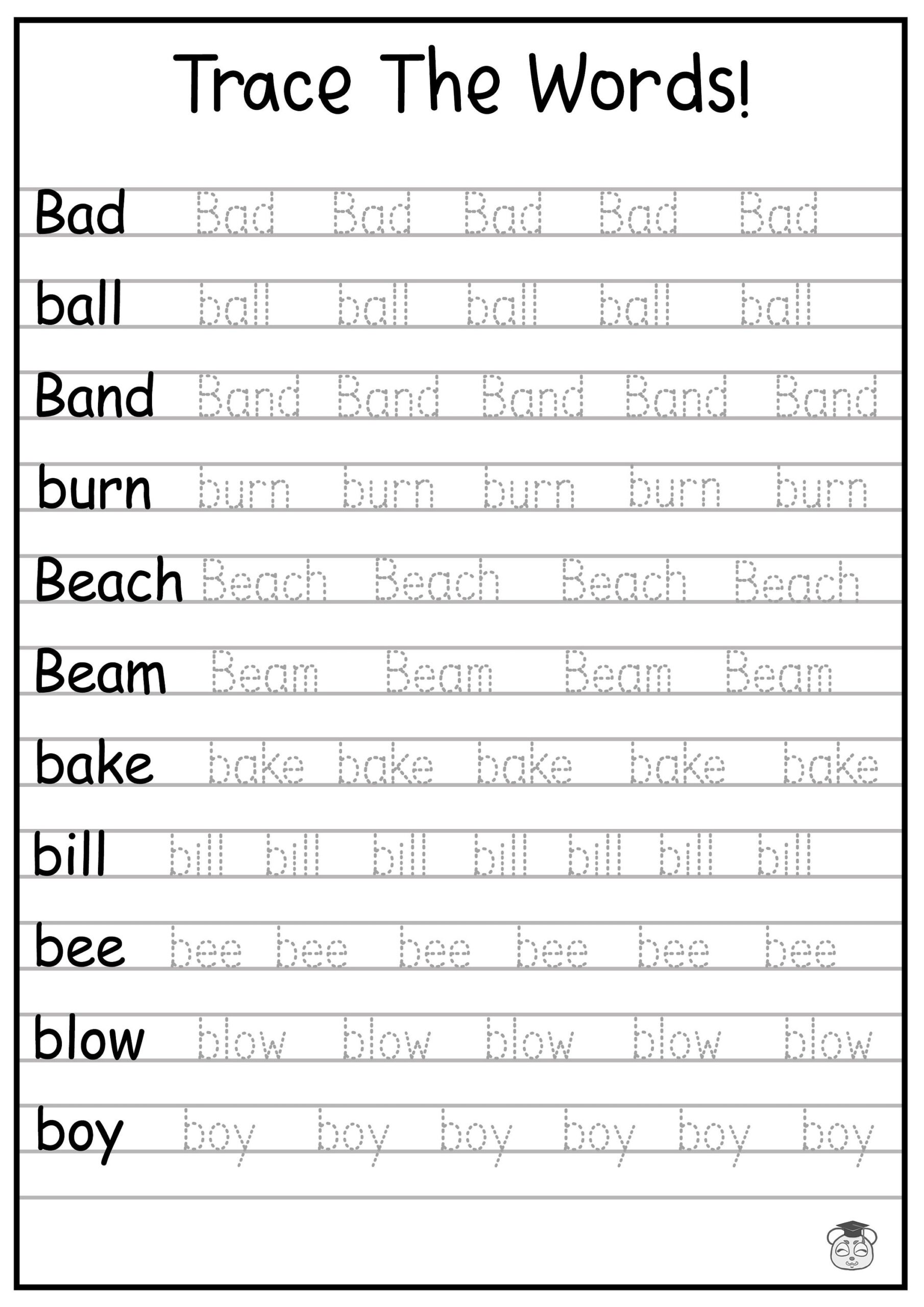 9 Printable Rhyme Word Tracing Writing Practice Worksheets Practice Tracing And Writing Using Rhymes Ages 4 7 KG1 To Grade 2 Etsy