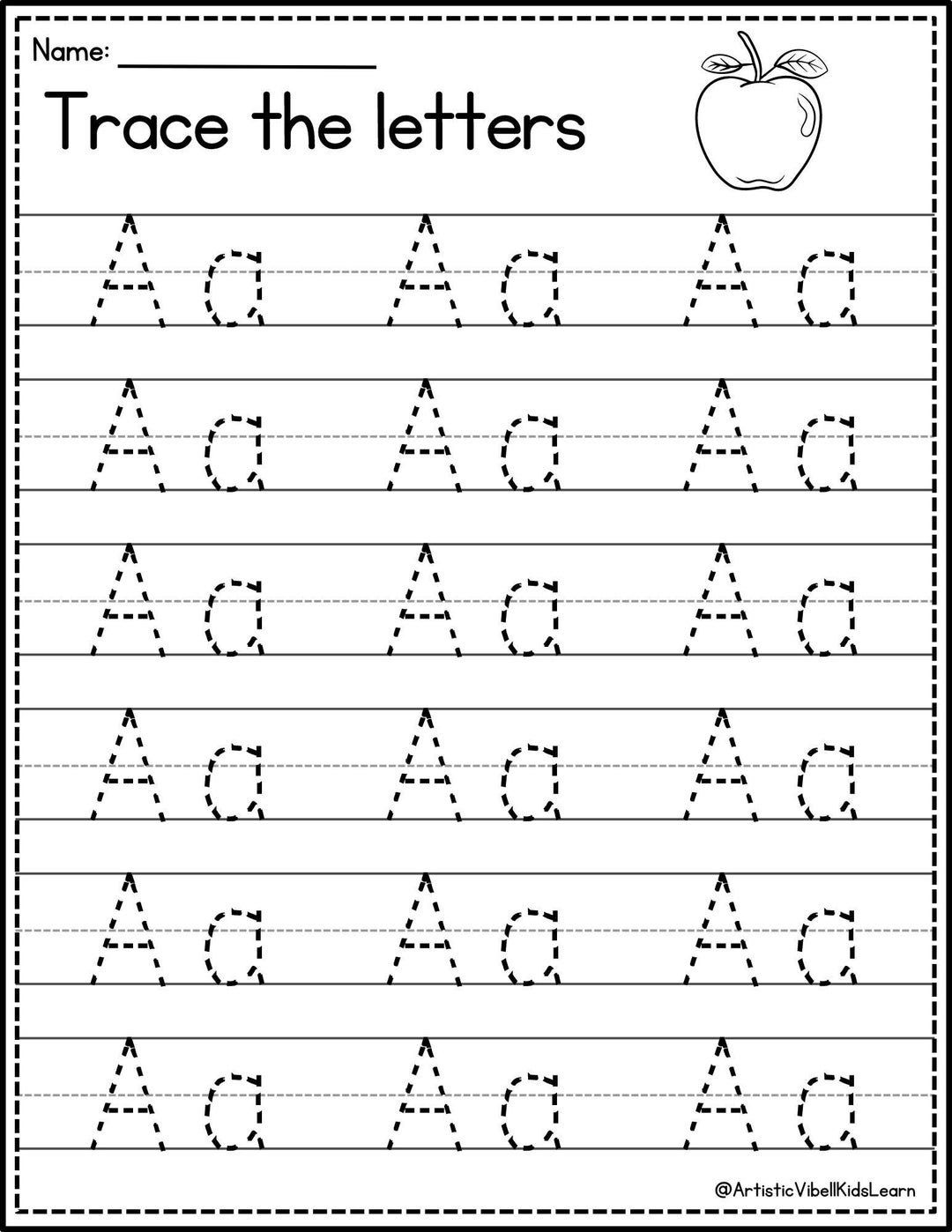 26 Printable Trace The Alphabet Worksheets Preschool Kdg Phonics Kindergarten 1st Grade Handwriting And Spelling Activity Learning Etsy
