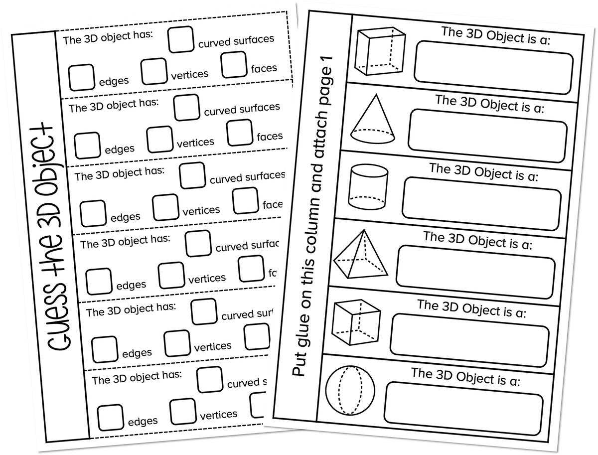 3D Object Worksheet 3D Object Worksheet