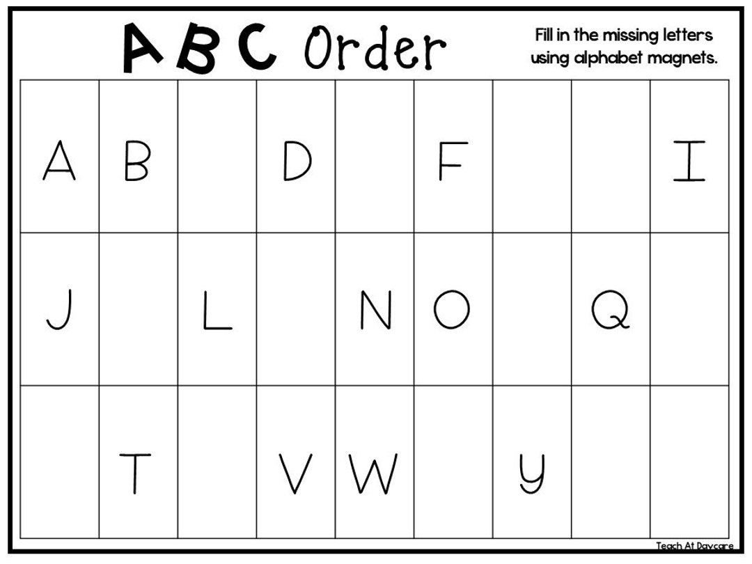 4 Printable ABC Order Work Mats Worksheets Preschool Kindergarten Phonics And Literacy Etsy