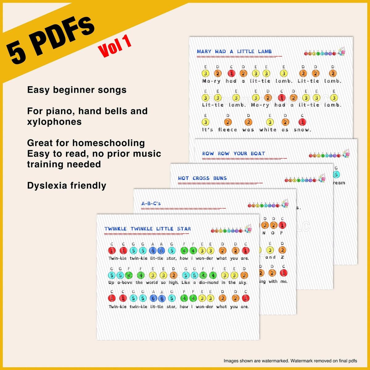 5 Beginner Kids Songs Vol 1 Color Coded Numbered Or Black And White Version First Toddler Music Sheet For Hand Bells Xylophone Piano Etsy India 5 Beginner Kids Songs Vol 1 Color Coded Numbered Or Black And White Version First Toddler Music Sheet For Hand Bells Xylophone Piano Etsy India