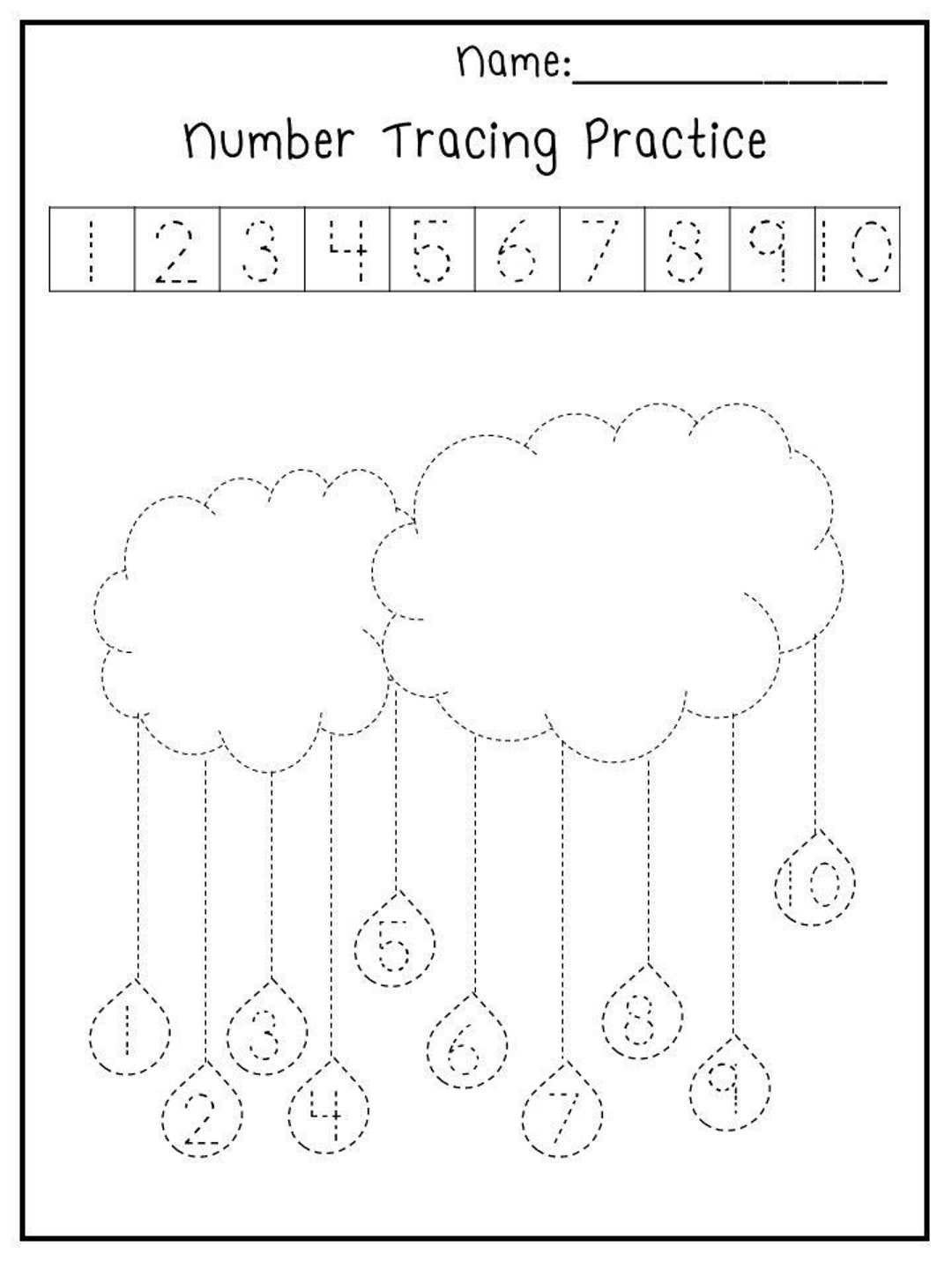 5 Printable Spring Trace The Numbers Worksheets Preschool Kindergarten Numbers And Math Etsy