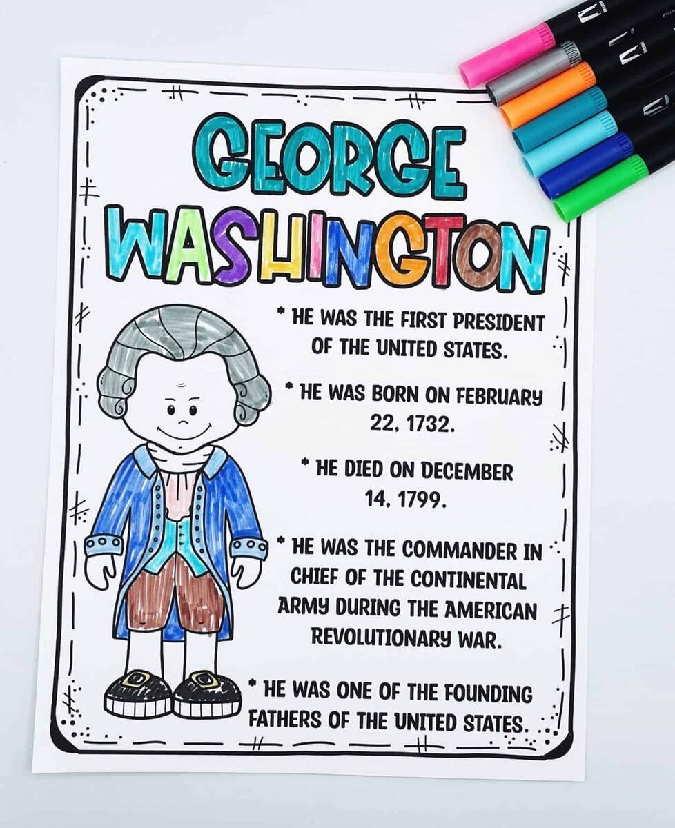 George Washington Biography Activities For Kindergarten 1st Grade 2nd Grade Classful