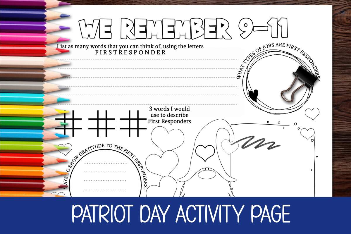 9 11 WORKSHEET PATRIOT S DAY ACTIVITY COLORING PAGE WRITING PROMPT By Teach Simple