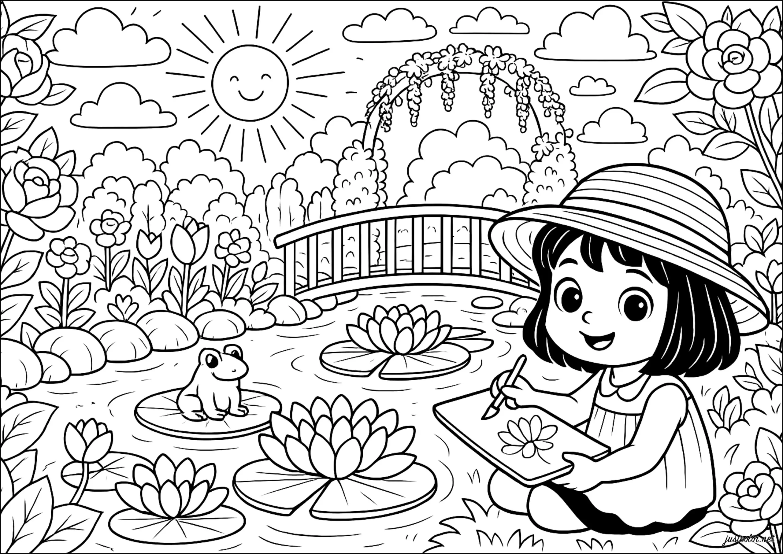 How To Draw The Water Lily Pond By Claude Monet Simple Step By Step