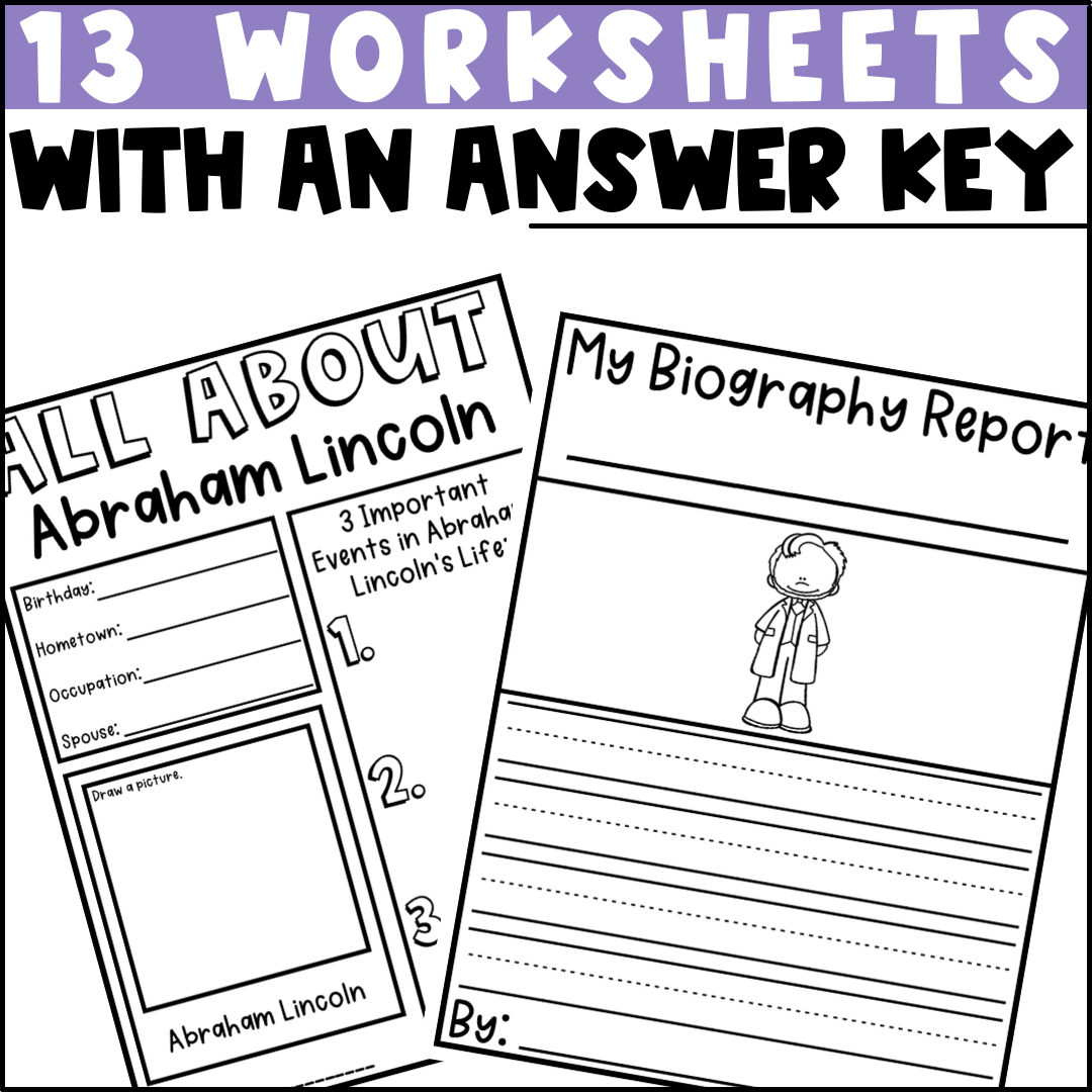 Abraham Lincoln Biography Activities For Kindergarten 1st Grade 2nd Grade Classful