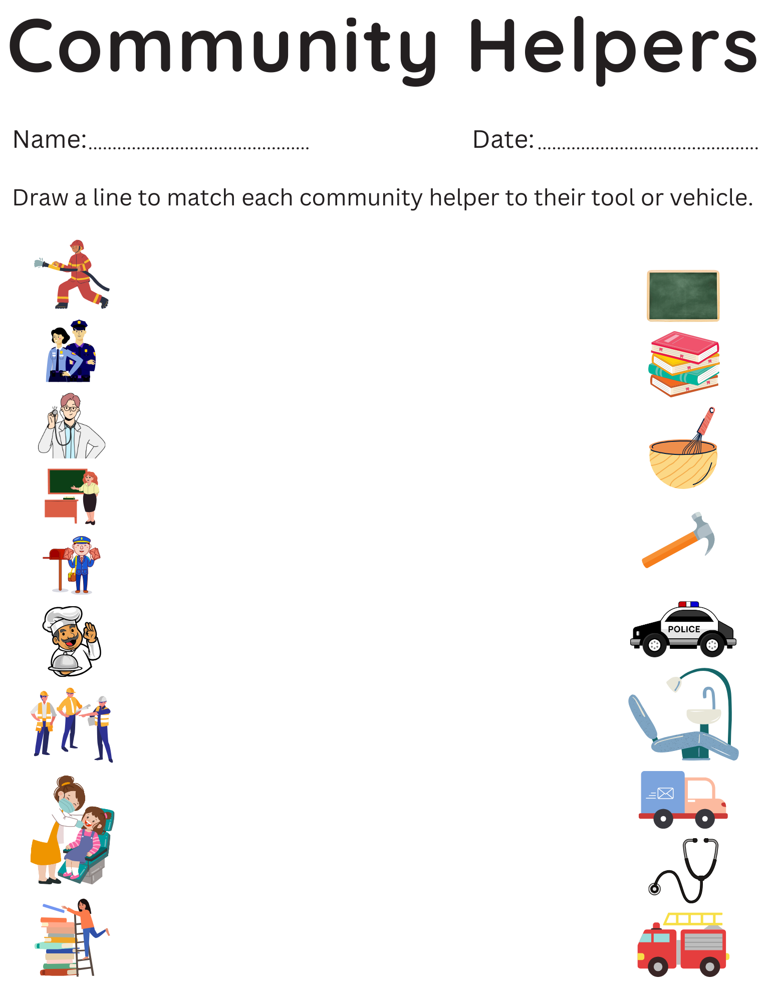Customize 34 Kindergarten Community Helpers Worksheets Templates Online Canva