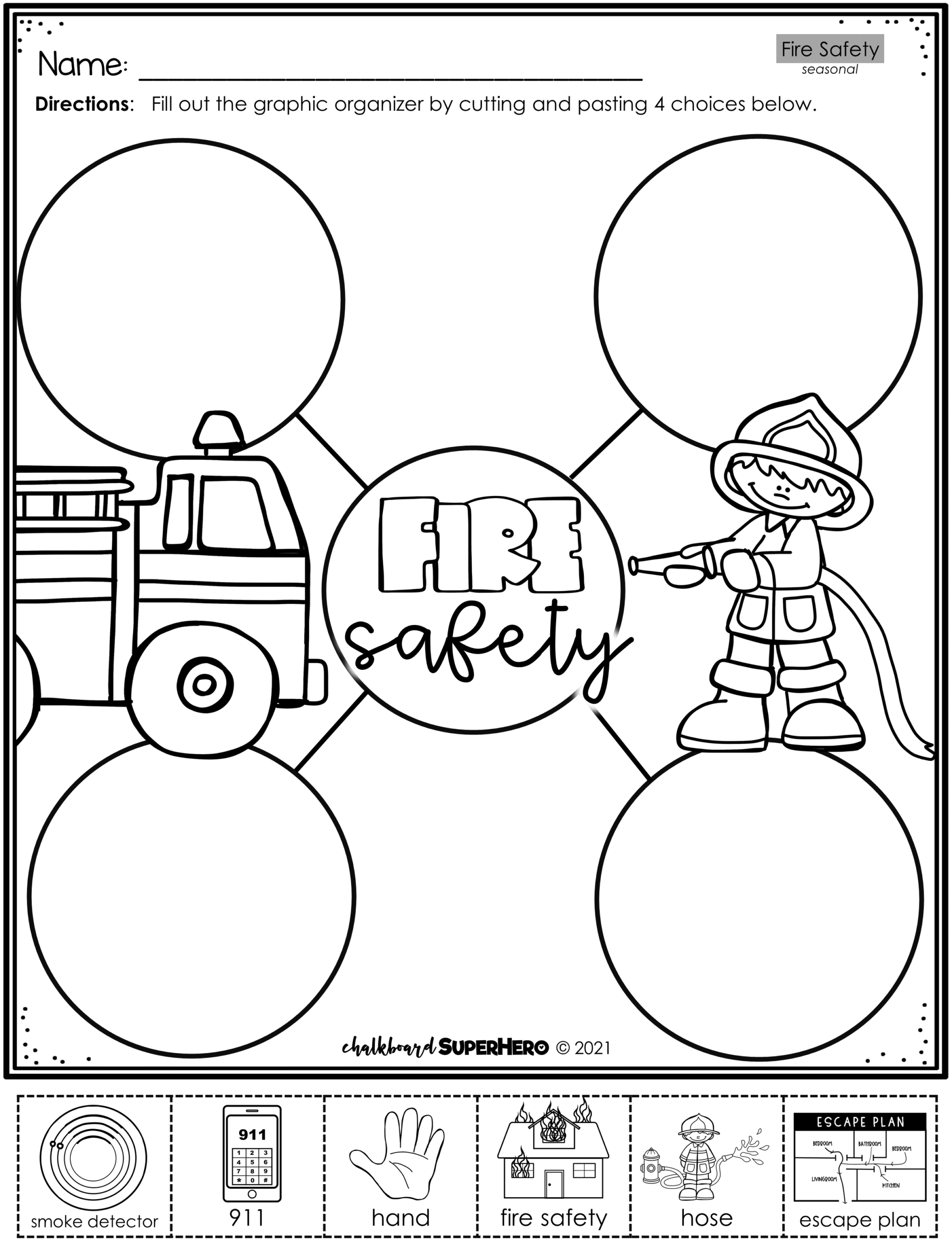 Adapted Book Unit Fire Safety Printable Digital Chalkboard Superhero Adapted Book Unit Fire Safety Printable Digital Chalkboard Superhero