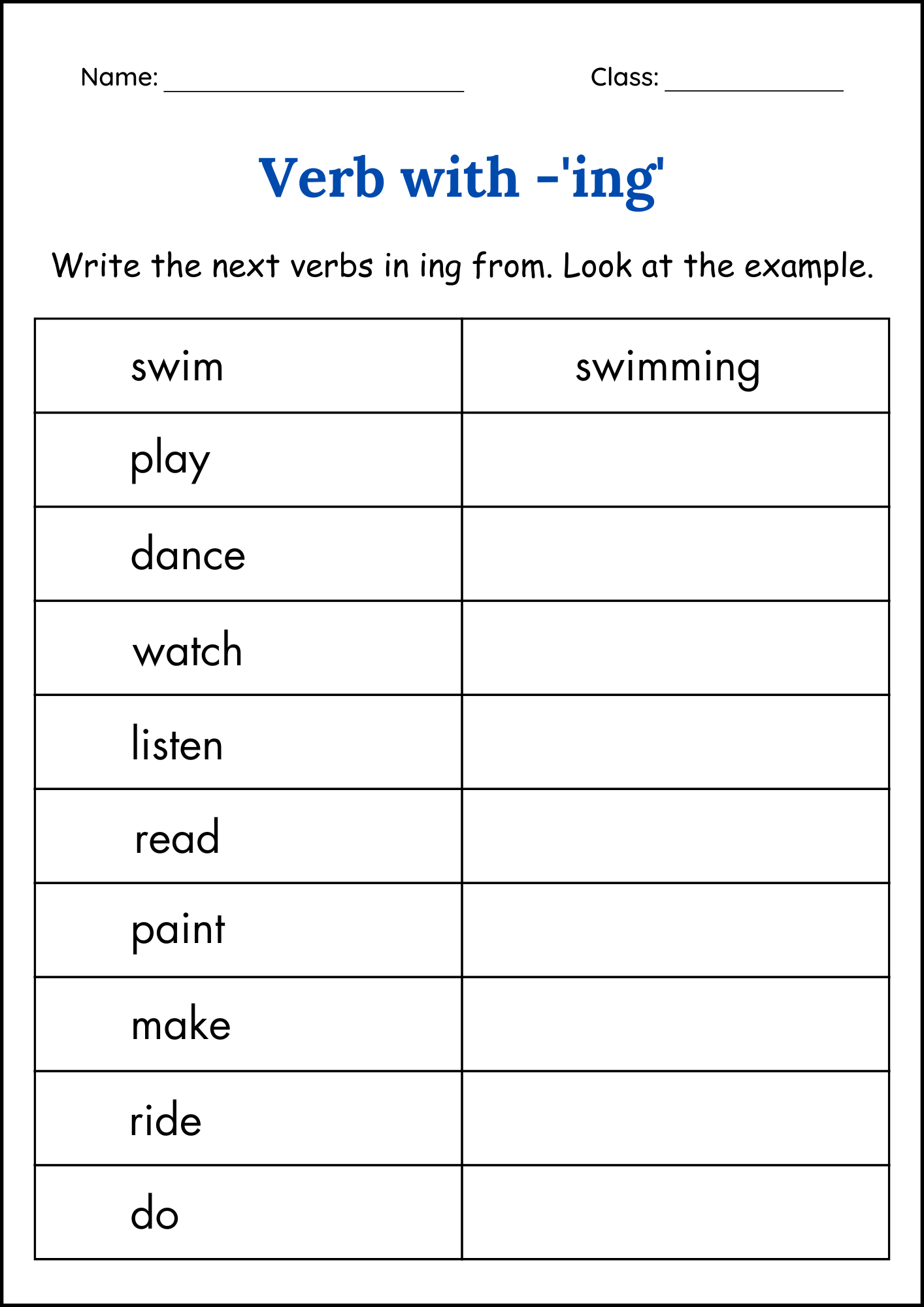 Adding Ing To Verbs Grammar Worksheet Ing Endings Activity Book For Grade 1 Made By Teachers