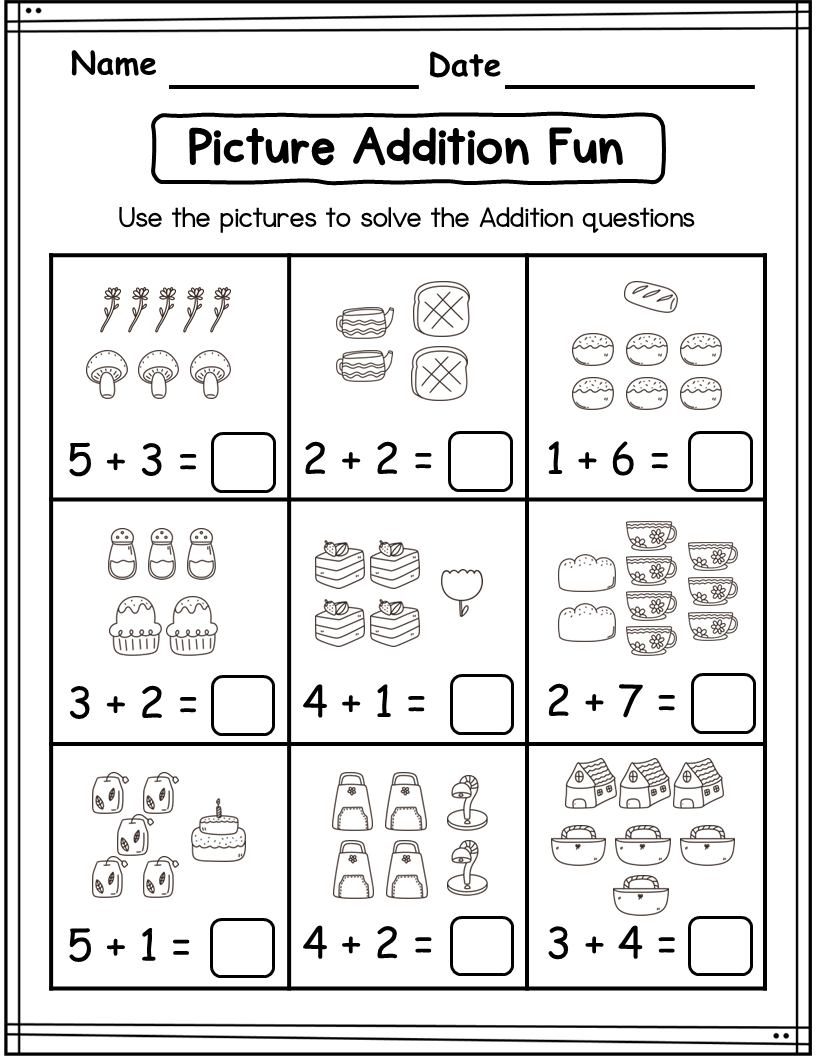 Addition And Subtraction With Pictures Numbers 1 To 10 Worksheets