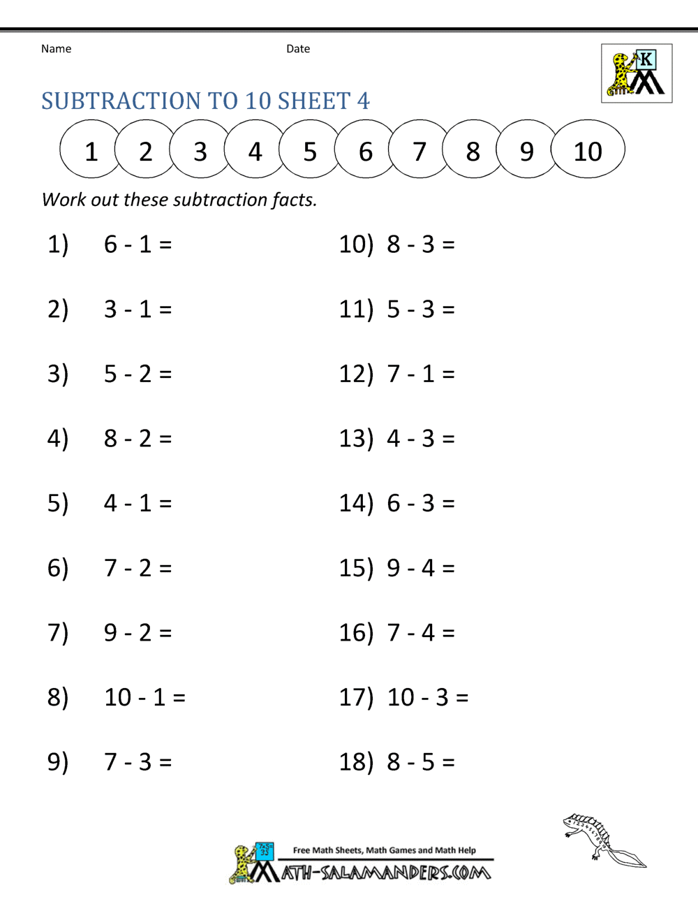 Addition And Subtraction Worksheets For Kindergarten
