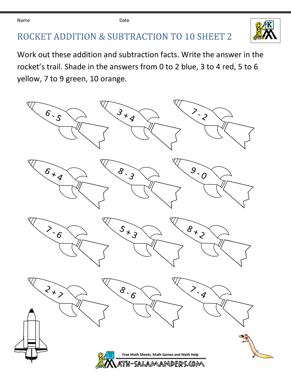 Addition Subtraction To 10 Coloring Sheets For Kindergarten Addition Subtraction To 10 Coloring Sheets For Kindergarten