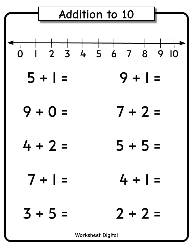 Addition To 10 Worksheets Number Line Preschool Kindergarten PDF Etsy