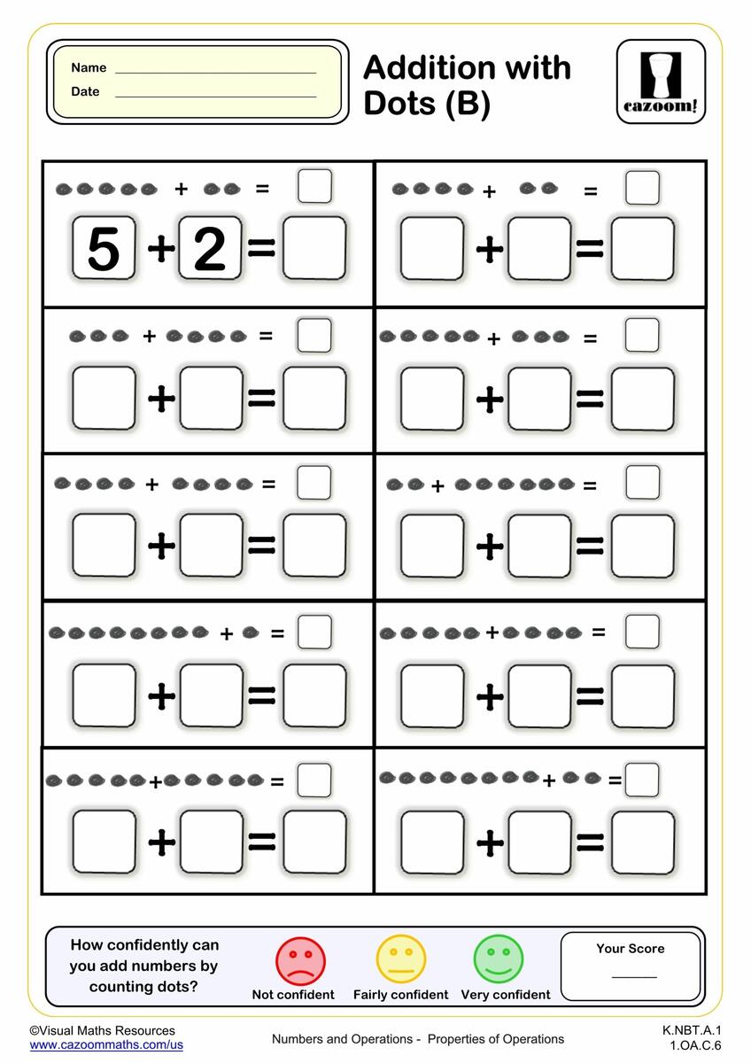 Addition With Dots A Fun And Engaging K Grade PDF Worksheets Cazoom Math