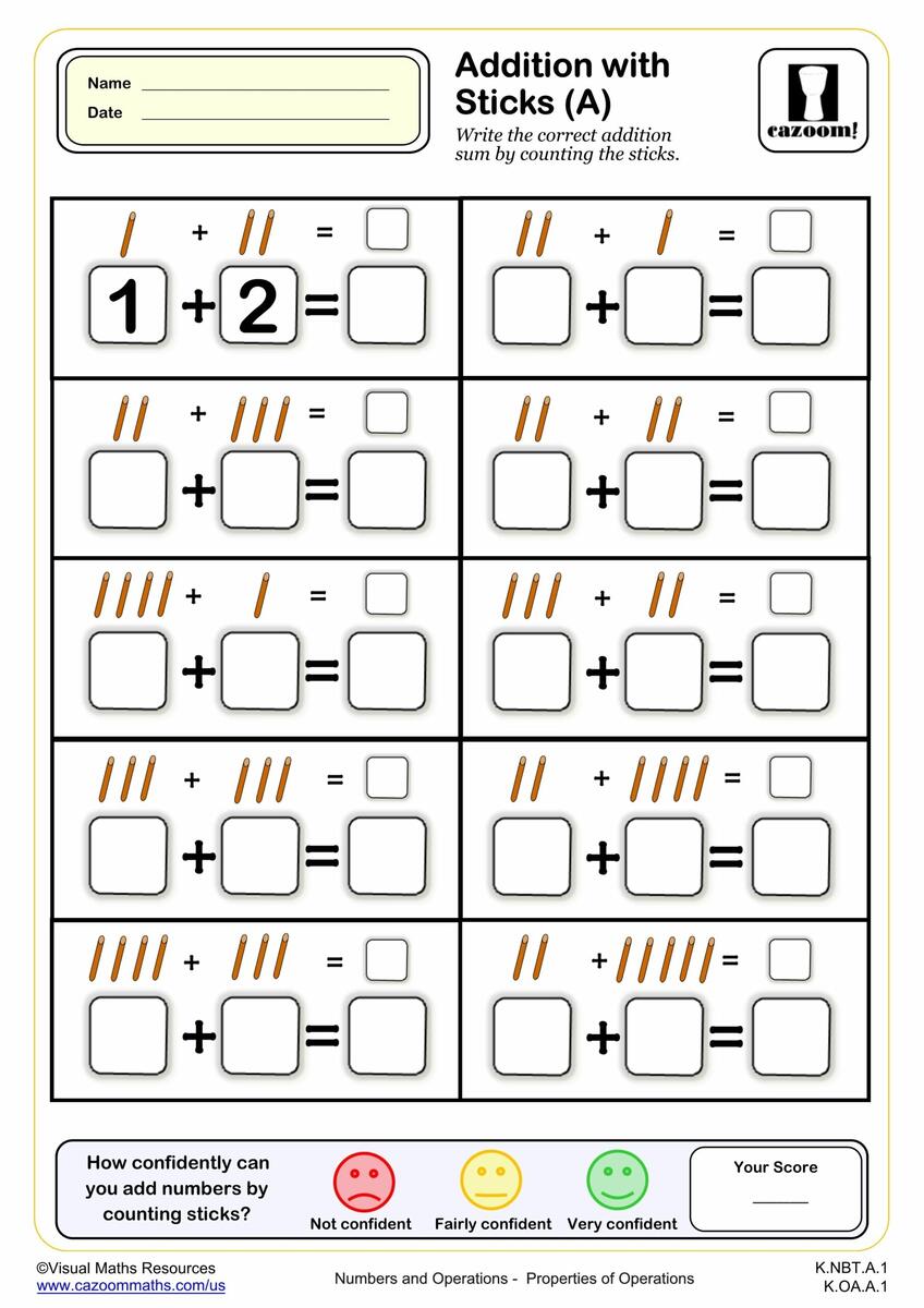Addition With Sticks A Fun And Engaging K Grade PDF Worksheets Cazoom Math Addition With Sticks A Fun And Engaging K Grade PDF Worksheets Cazoom Math