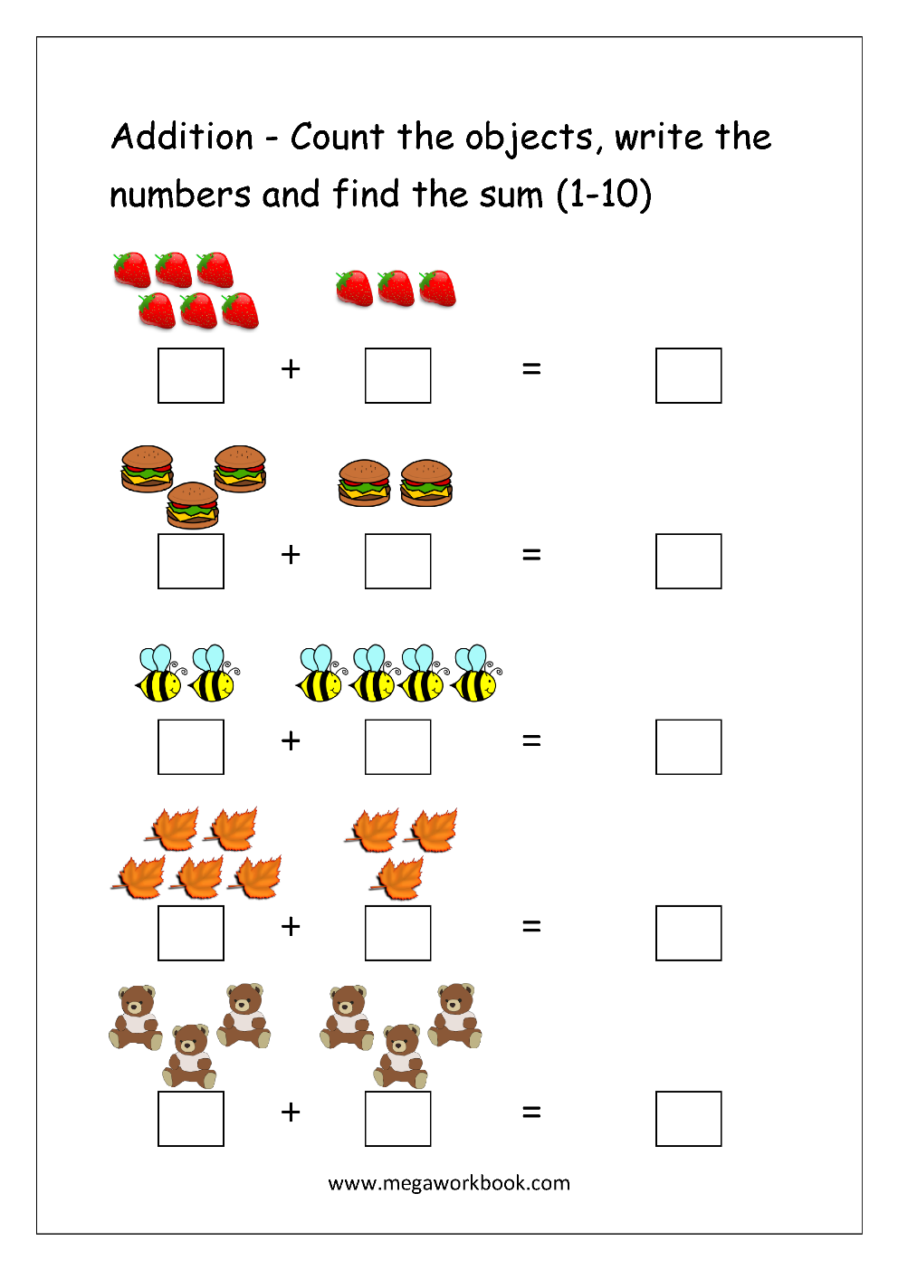 Addition Worksheets For Kindergarten Math Addition Worksheets Addition Practice Worksheets Addition For Kindergarten MegaWorkbook Adding 1 Drills Worksheet 20 Questions Grade 1 PDF Addition Worksheets Cazoom Math