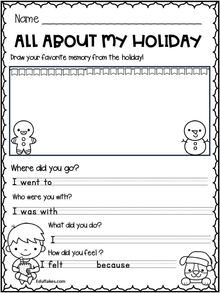 All About My Holiday Kindergarten Creative Writing Free PDF Eduflakes