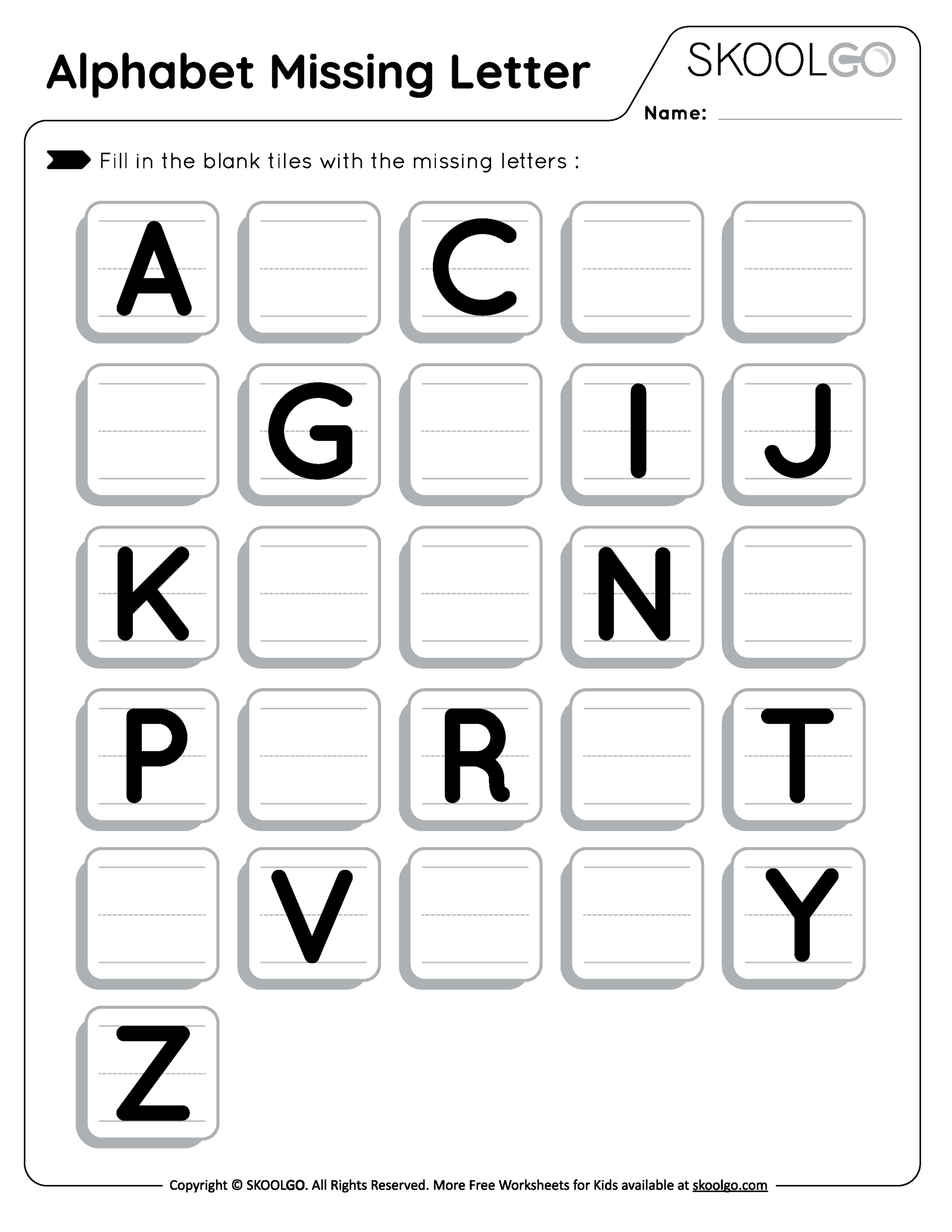 Alphabet Missing Letter Free Worksheet For Kids SKOOLGO Halloween Missing Letters Worksheet Free Printable Digital PDF