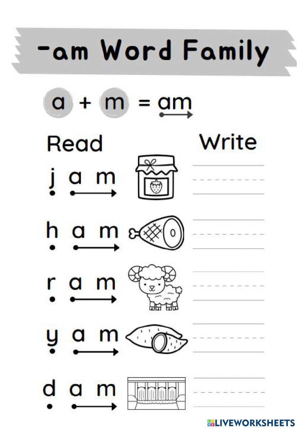 Am Word Family Worksheet Worksheets Library