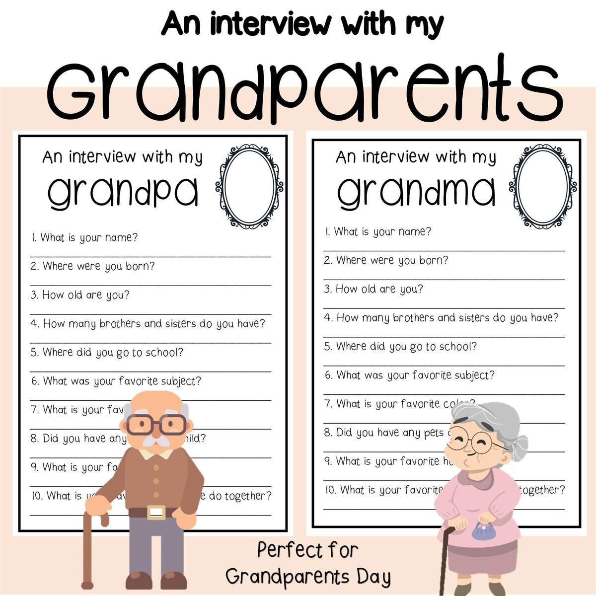 An Interview With My Grandparents Grandparents Day Etsy Grandparents Day Gift Book And Interview Questions Life Between Summers