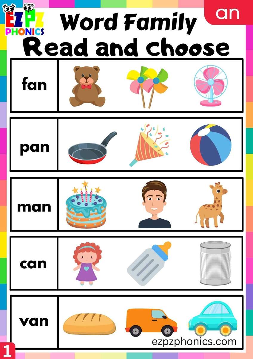 AN Words Read And Choose Phonics Word Families Worksheet Ezpzphonics AN Words Read And Choose Phonics Word Families Worksheet Ezpzphonics