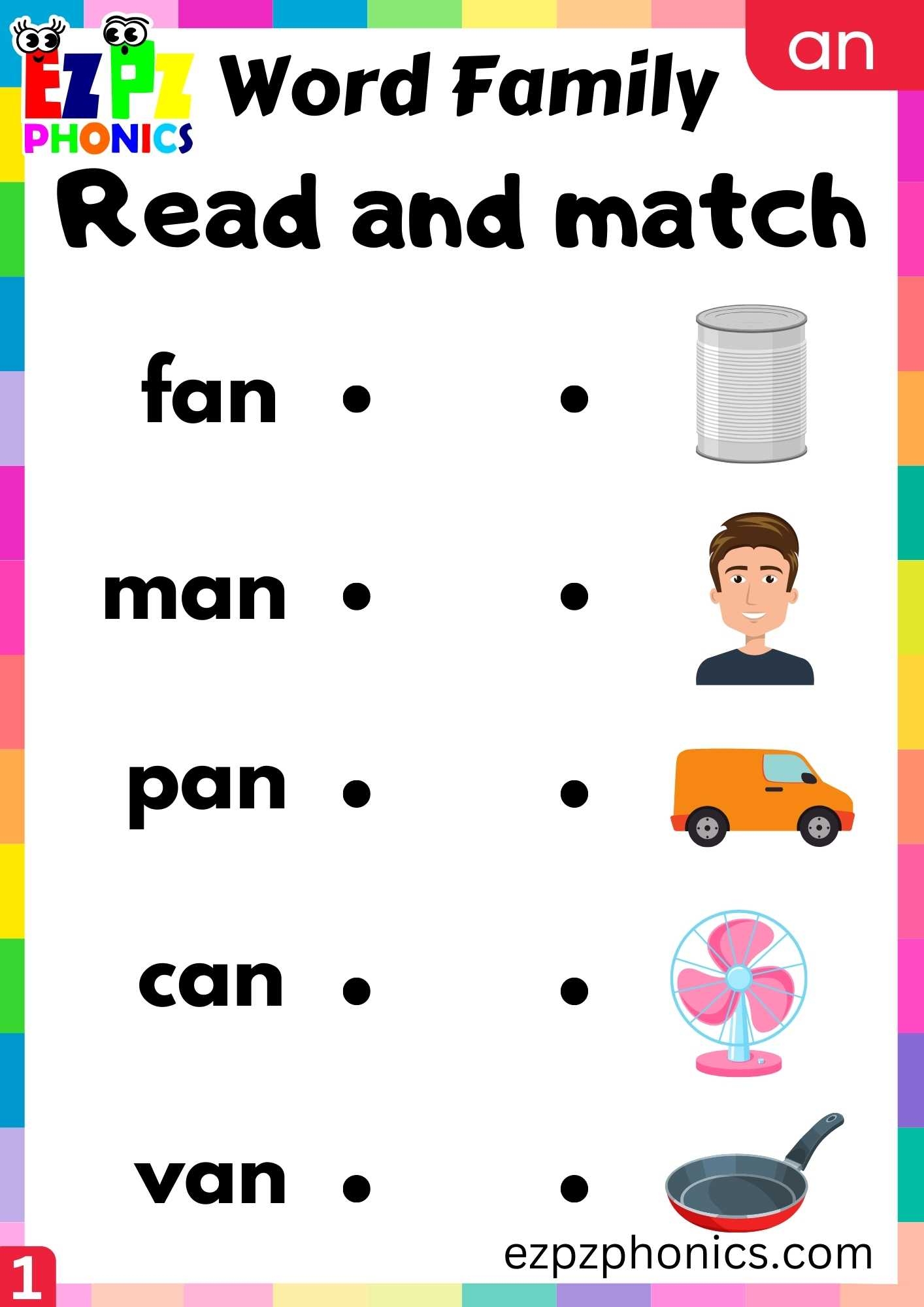 AN Words Read And Match Phonics Word Families Worksheet Ezpzphonics AN Words Words Scramble Phonics Word Families Worksheet Ezpzphonics