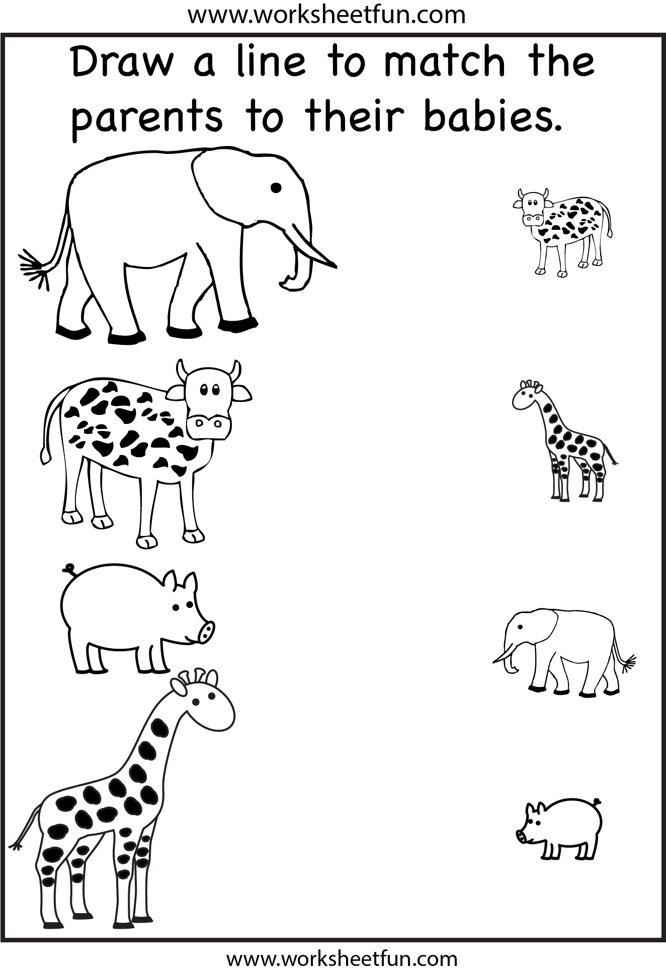 Printable Mommy And Baby Animals Mother S Day Worksheet For Kids