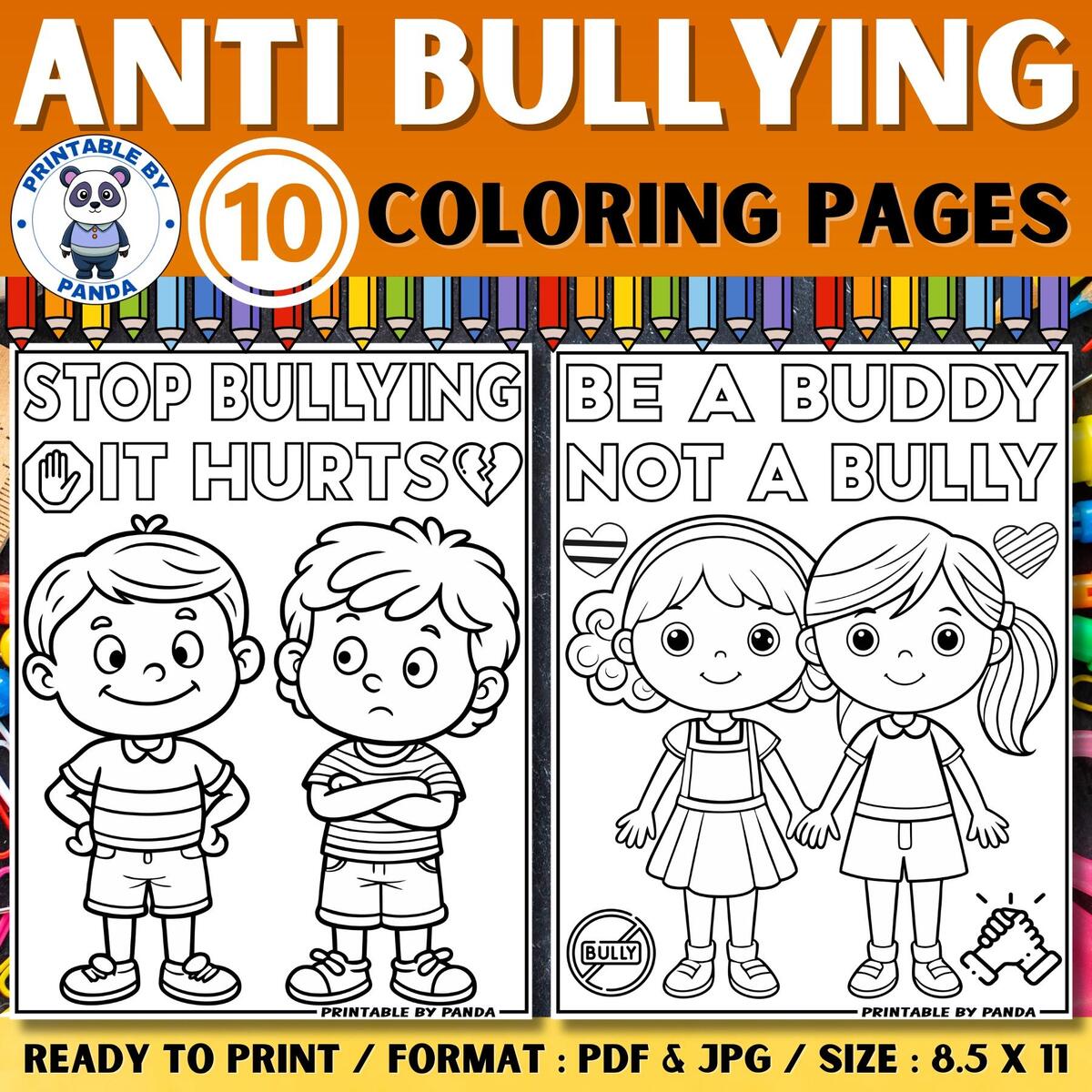Anti Bullying Coloring Pages Sheets Printable Anti Bullying Bulletin Board Anti Bullying Posters For Kids Be A Buddy Not A Bully Etsy