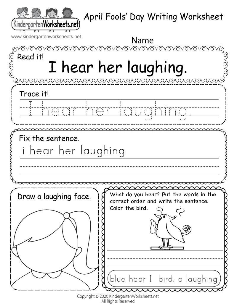 April Fools Day Writing Worksheet Free Printable Digital PDF