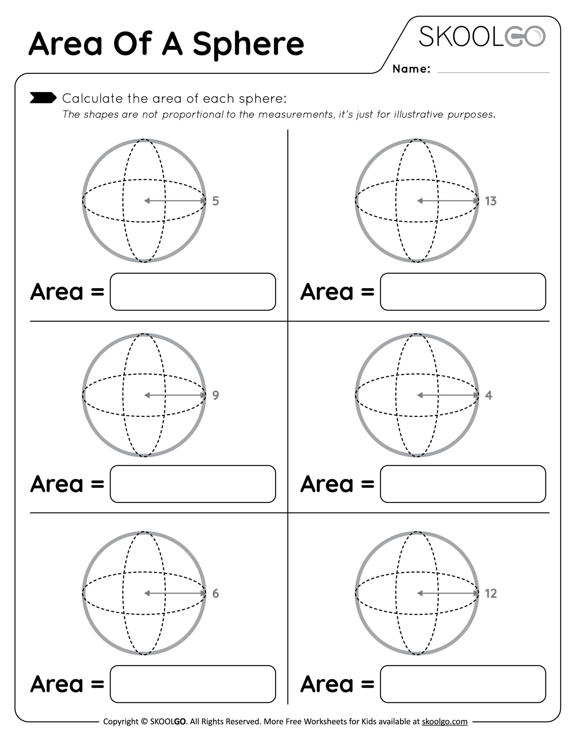 Area Of A Sphere Free Worksheet For Kids SKOOLGO Area Of A Sphere Free Worksheet For Kids SKOOLGO