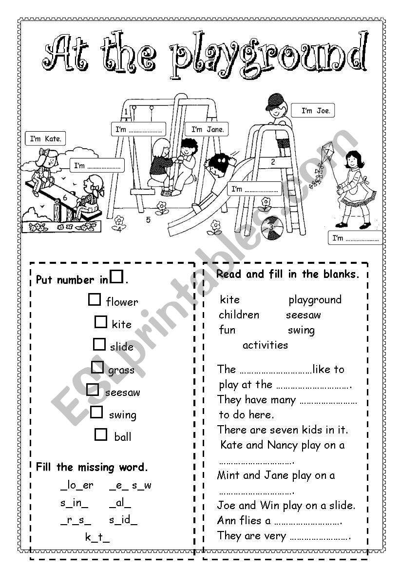 Playground Equipment Answer Key ESL Worksheet By Lolelozano Worksheets Library