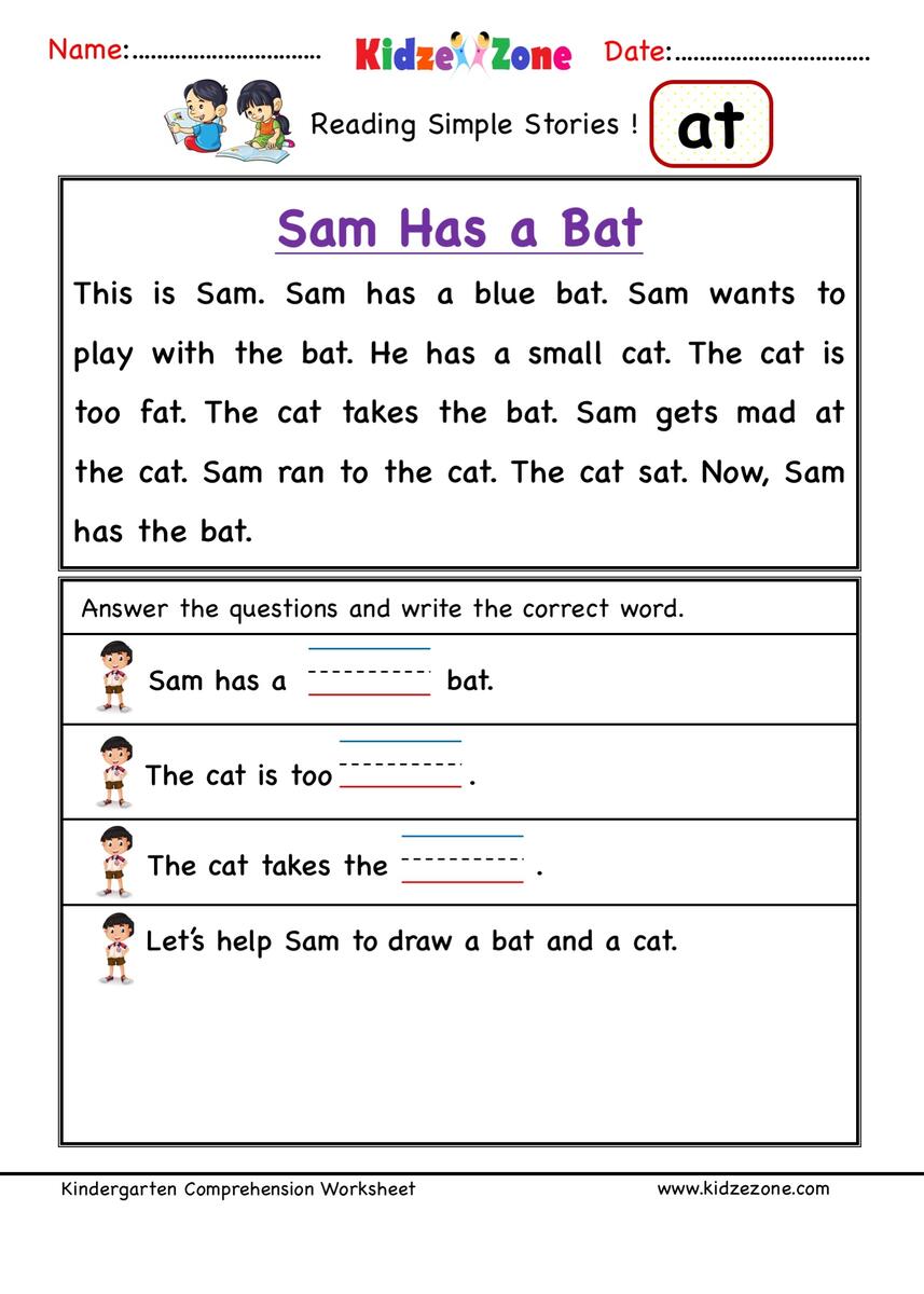 At Word Family Reading Comprehension Worksheet KidzeZone Worksheets Library At Word Family Reading Comprehension Worksheet KidzeZone Worksheets Library