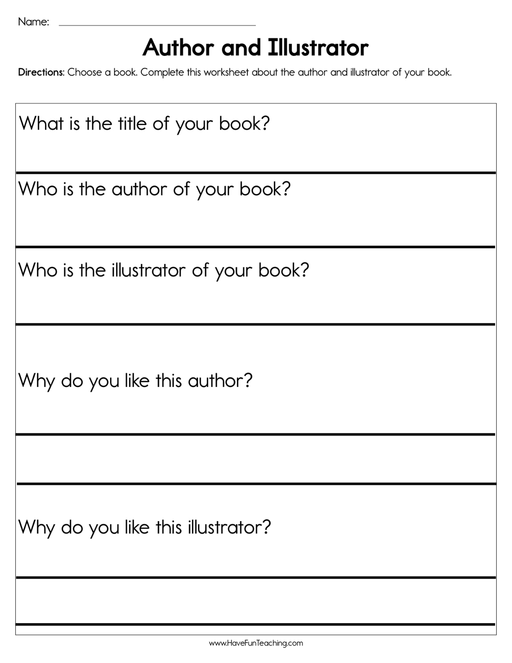 Author And Illustrators Worksheet Have Fun Teaching