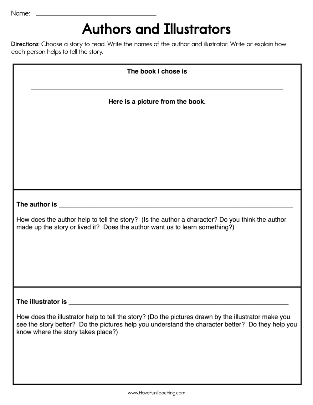 Author And Illustrators Worksheet Have Fun Teaching