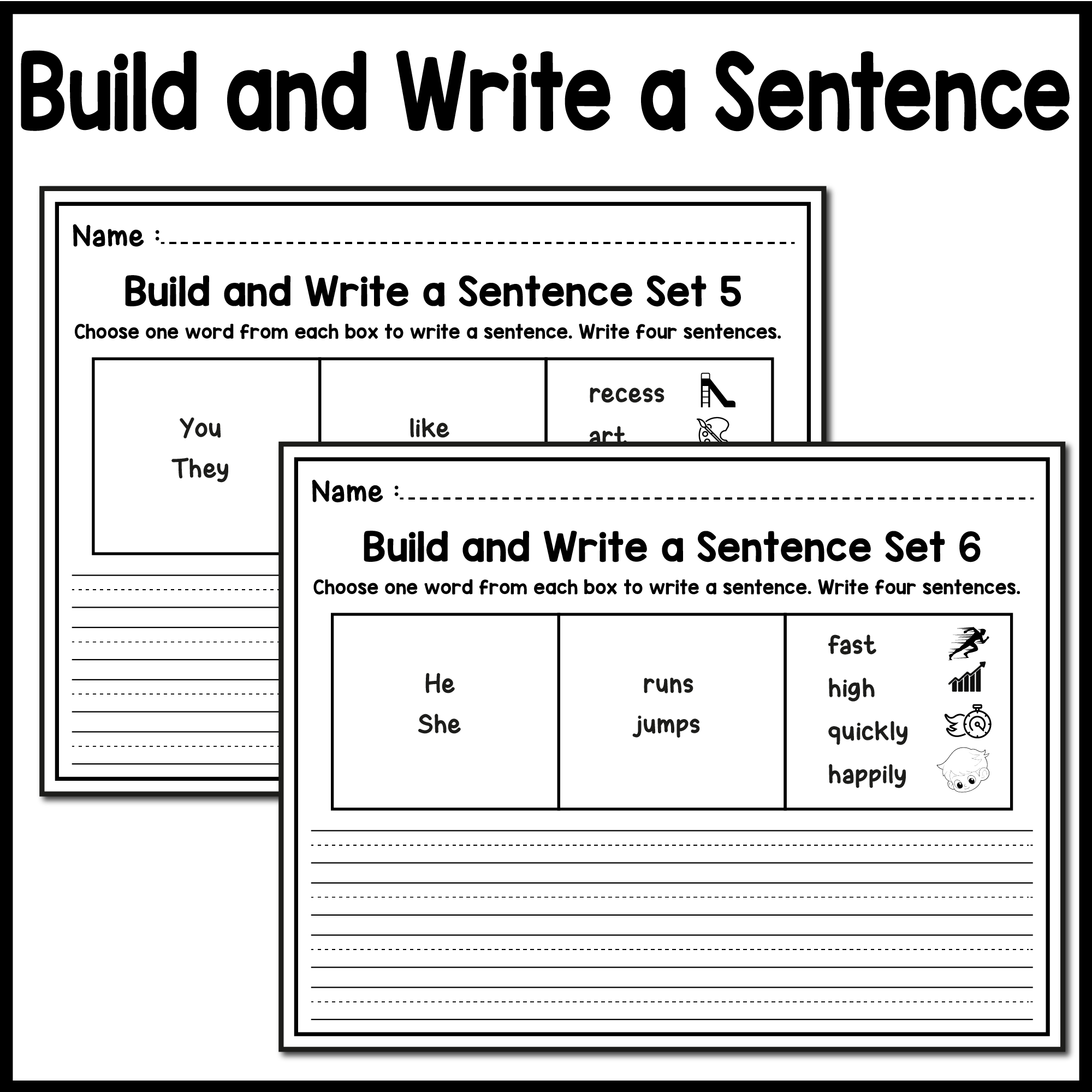 Back To School Build And Write Sentence Present Tense Edition 3 Word Made By Teachers