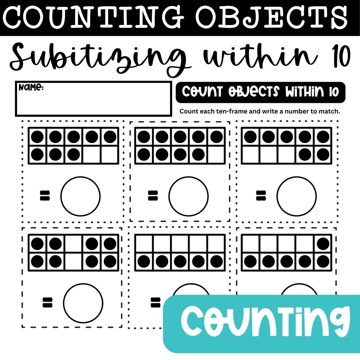 Back To School Counting Within 10 Math Worksheets Classful