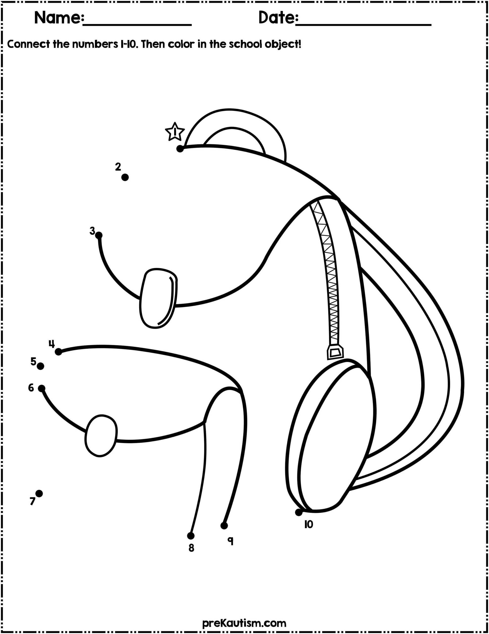 Back To School Dot To Dot Worksheets Numbers 1 10 By PreKautism Back To School Dot To Dot Worksheets Numbers 1 10 By PreKautism