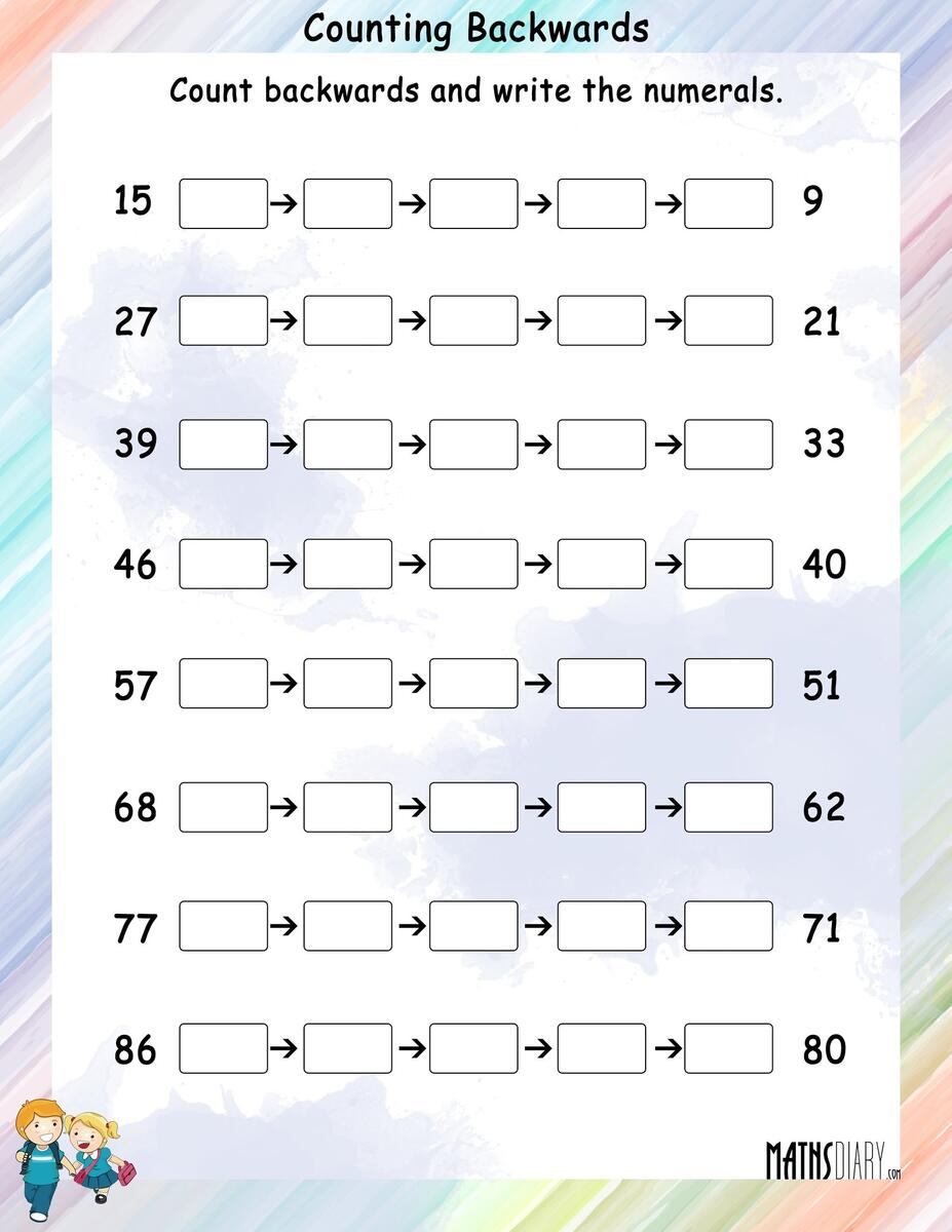 Backward Counting Math Worksheets MathsDiary Backward Counting Math Worksheets MathsDiary