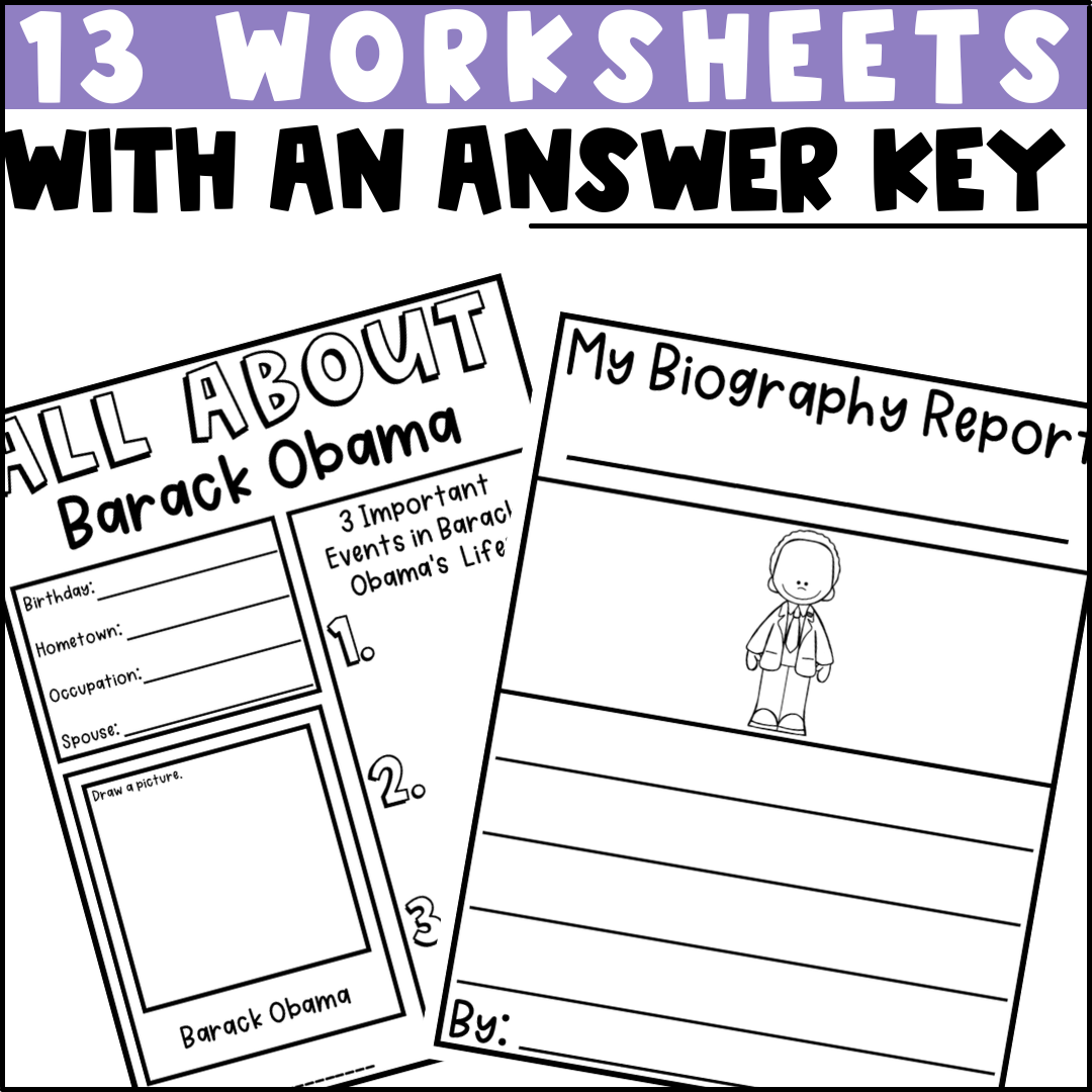 Barack Obama Biography Activities For Kindergarten 1st Grade 2nd Grade Classful